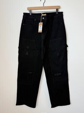 Uncle Ralph Black Rhinestone Cross Carpenter Jeans Size 34